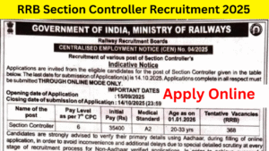 RRB Section Controller Recruitment 2025
